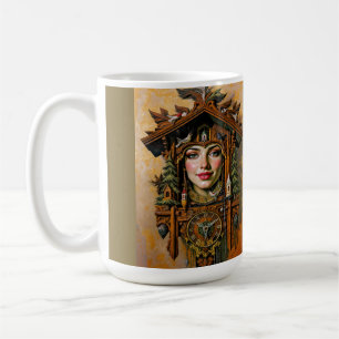 Caneca De Café “Musa Atemporal” – Um Retrato de Relógio Cuco