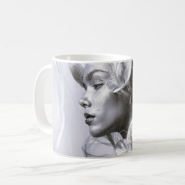 Caneca De Café Musa Monocromática (Frente Esquerda)