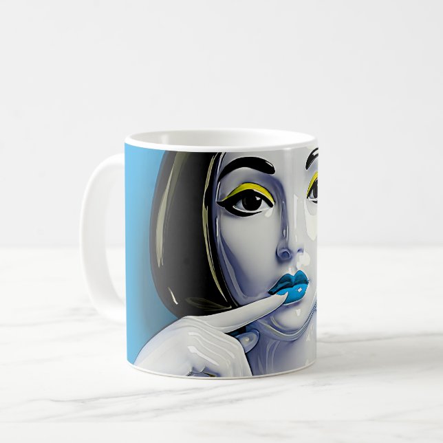 Caneca De Café Musa Negra Azul (Frente Esquerda)
