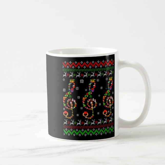 Caneca De Café Music Note Christmas Ugly Sweater Musical Teacher  (Direita)