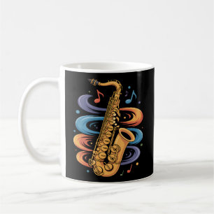 Caneca De Café Música Colorida de Saxofone Fluxo Instrumento de J