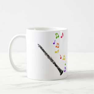 Caneca De Café Música colorida do clarinete da mão esquerda