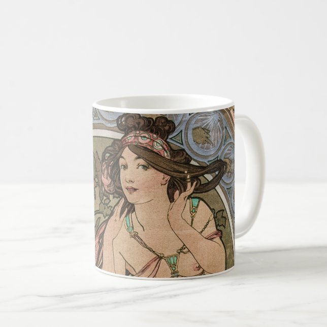 Caneca De Café Música, de Les Arts, Alphonse Mucha (Frente Esquerda)