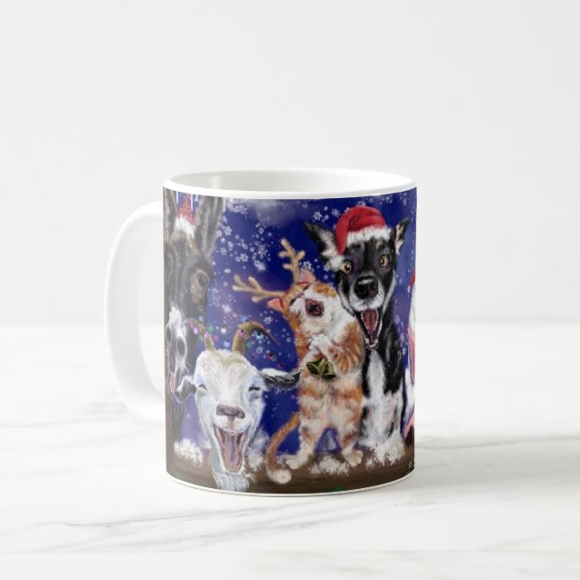 Caneca De Café Música de Natal - Festa Animal (Frente Esquerda)
