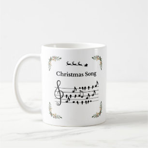 Caneca De Café Música de Natal Papai Noel montado em trenó