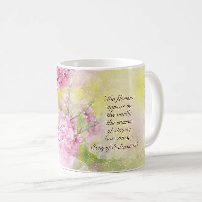 Caneca De Café Música de Salomão 2:12 Flores aparecem na Terra (Frente Esquerda)