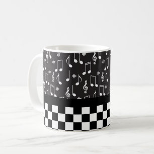 Caneca De Café Música e Quadro de Seleção Preto e Branco