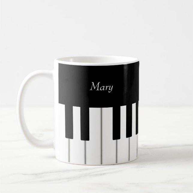Caneca De Café Música Personalizada do Teclado Piano Clássico (Esquerda)
