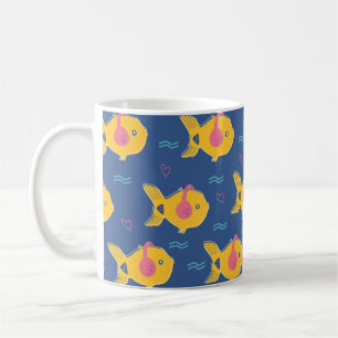 Caneca De Café Música pesca desenho animado padrão uniforme de