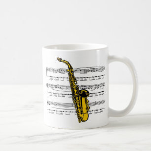 Caneca De Café Musical 13 B do saxofone