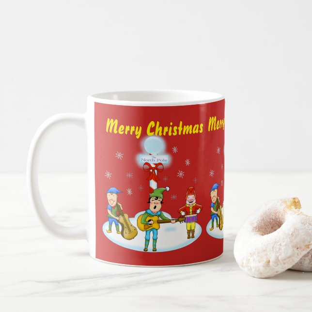 Caneca De Café Musical Elves Christmas Mug (Com Donut)