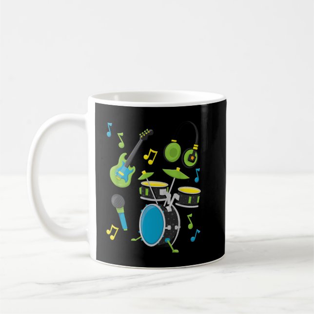 Caneca De Café Musical Instruments Guitar Drums (Esquerda)