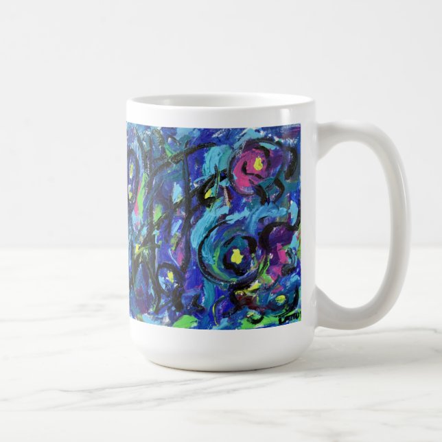 Caneca De Café Musical Notes Abstrato Painting Mug (Direita)