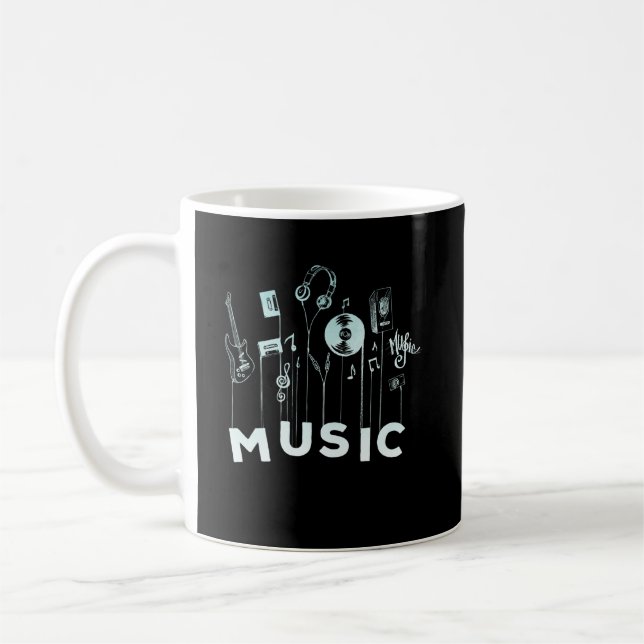 Caneca De Café Musical Notes Vinyl Guitar Music Lover (Esquerda)