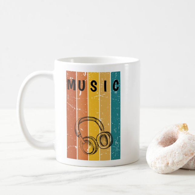 Caneca de Café Musical Retro Fofo e Limpo (Com Donut)