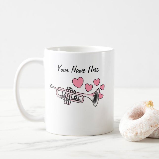 Caneca De Café Músico de Trumpet Custom Weding Mug Brass (Com Donut)