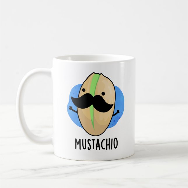 Caneca De Café Mustachio Funny Pistachio Mustache Pun (Esquerda)