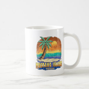 Caneca De Café Mustang Island Texas Vintage angustiou Souvenir
