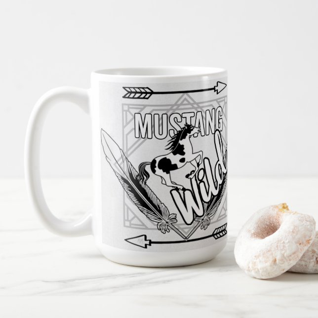 Caneca De Café MustangWild Executando Pinto Drinkware (Com Donut)