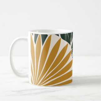 Caneca De Café Mustard Green Tropical Leaf Silhouette