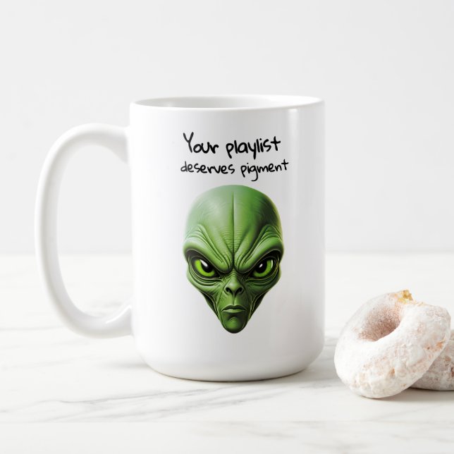 Caneca De Café "My alien and My playlist" music vibes design (Com Donut)