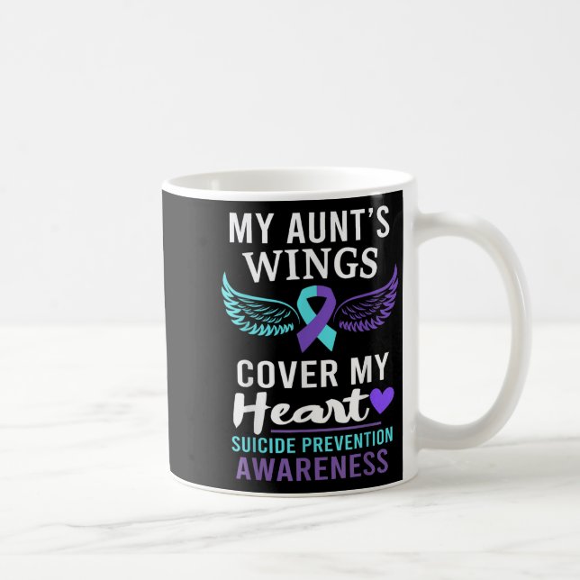 Caneca De Café My Aunt's Wings Cover Heart Suicide Awareness Ribb (Direita)