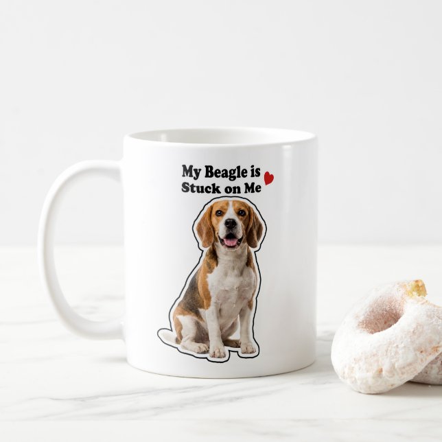 Caneca De Café My Beagle Is Stuck On Me Dog Lover (Com Donut)