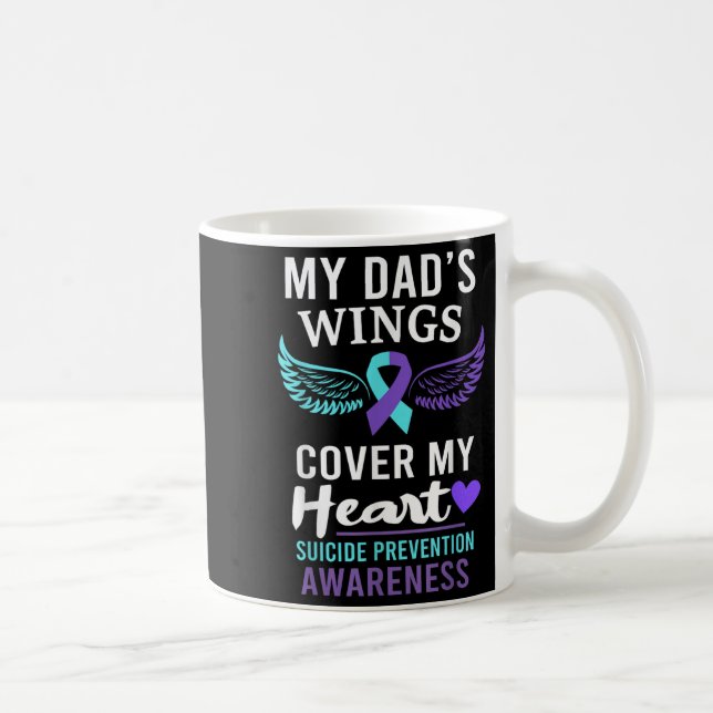 Caneca De Café My Dad's Wings Cover Heart Suicide Awareness Ribbo (Direita)