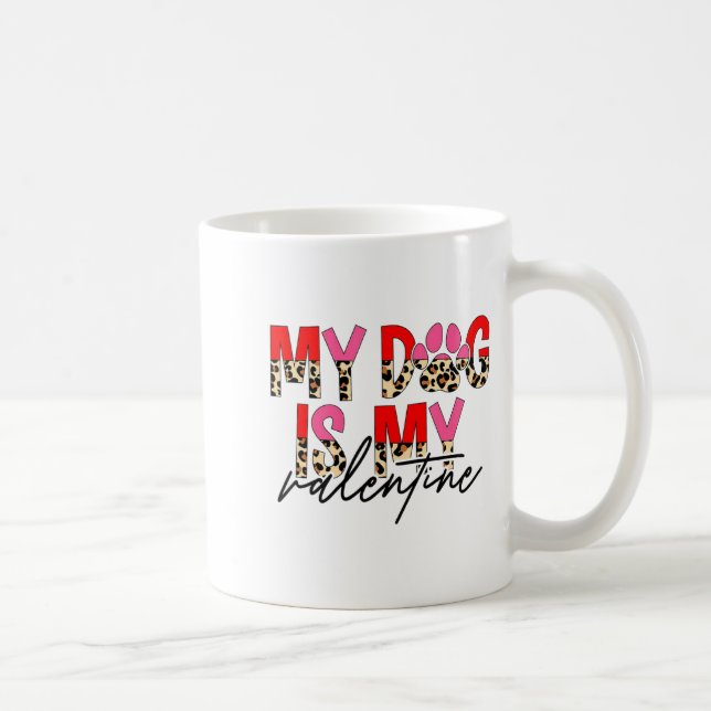 Caneca De Café My Dog Is My Valentine Paw Heart Pet Owner Leopard (Direita)