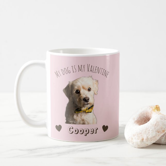 Caneca De Café My Dog Is My Valentine – Personalized Pet  (Com Donut)