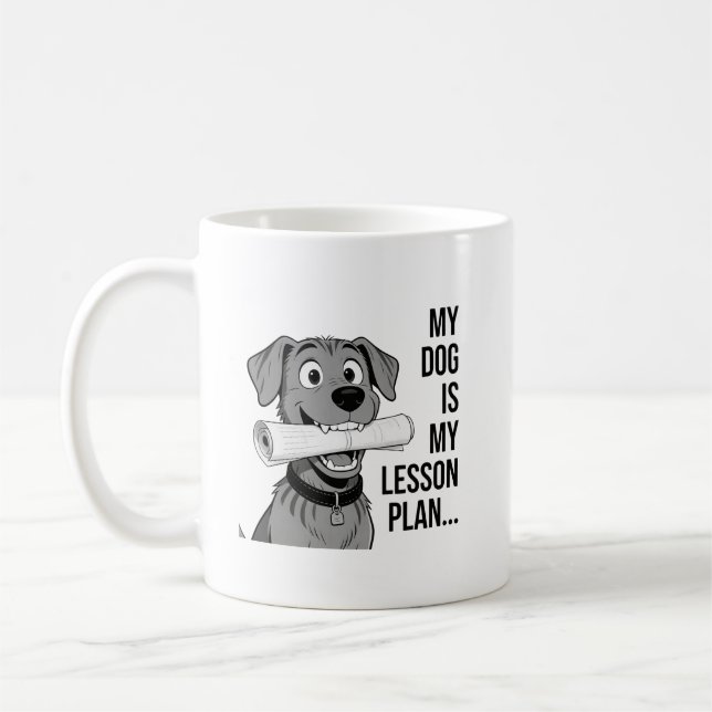 Caneca De Café My Dog Lesson Plan T-Shirt Design (Esquerda)