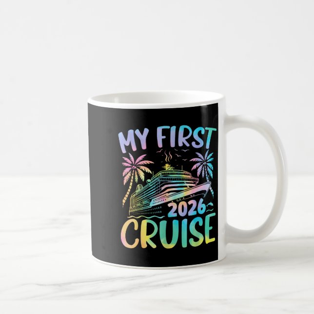 Caneca De Café My First Cruise 2026 Vacation Tie Dye Family Cruis (Direita)