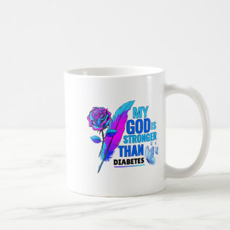 Caneca De Café My Gods Is Stronger Than Flower Diabetes Awareness