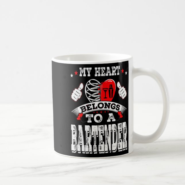 Caneca De Café My Heart Belongs To A Bartender Valentine Day  (Direita)