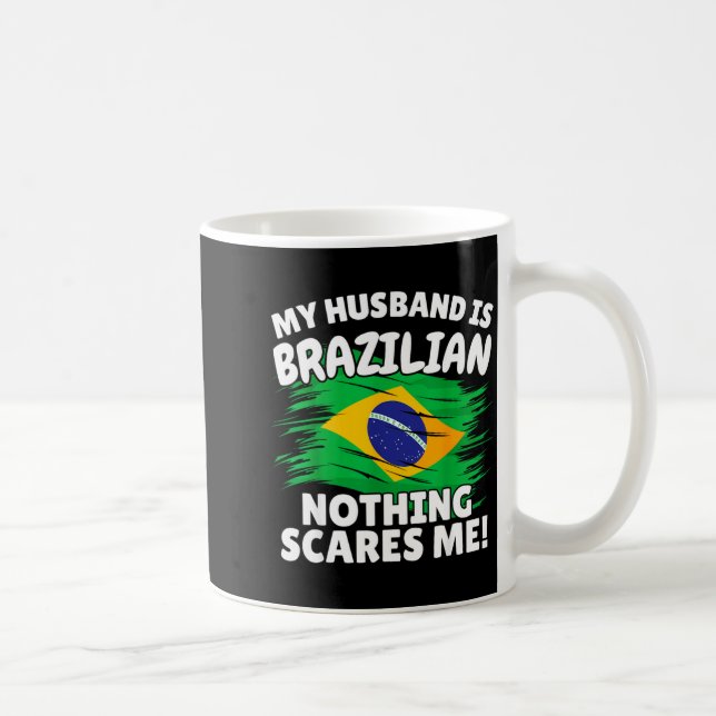 Caneca De Café My Husband Is Brazilian Funny Brazil Flag Gift For (Direita)