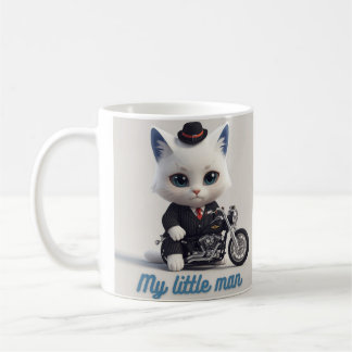 Caneca De Café My Little Man Mug - Cute Kawaii Cat on Motorcycle 