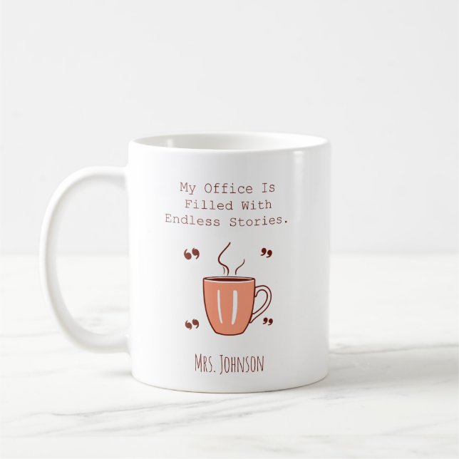 Caneca De Café My Office Is Filled With Endless Stories Reader (Esquerda)