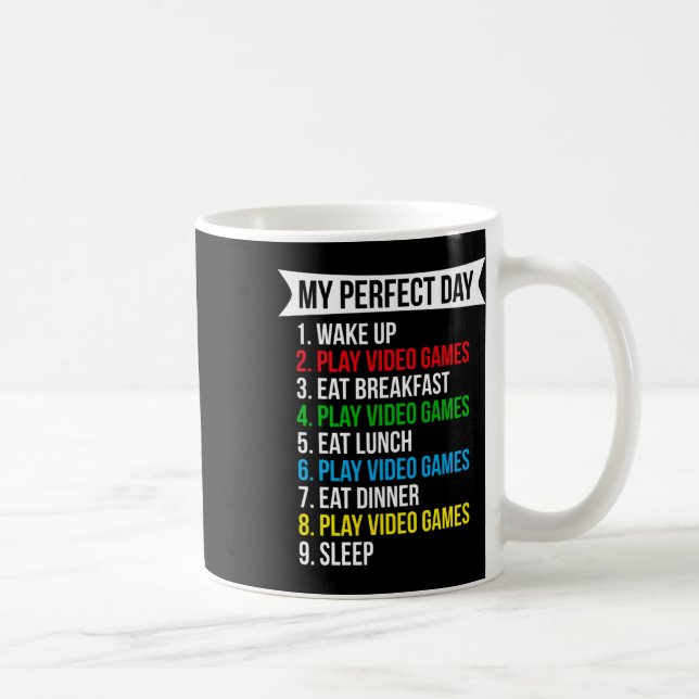 Caneca De Café My Perfect Day Video Games Funny Cool Gamer  (Direita)