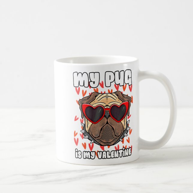 Caneca De Café My Pug In My Valentine Cute Valentineu2019s Day Pe (Direita)