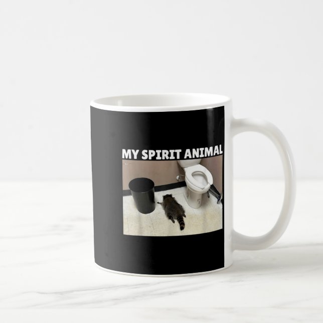 Caneca De Café My Srit Animal Drunk Raccoon Funny Lazy Mood  (Direita)