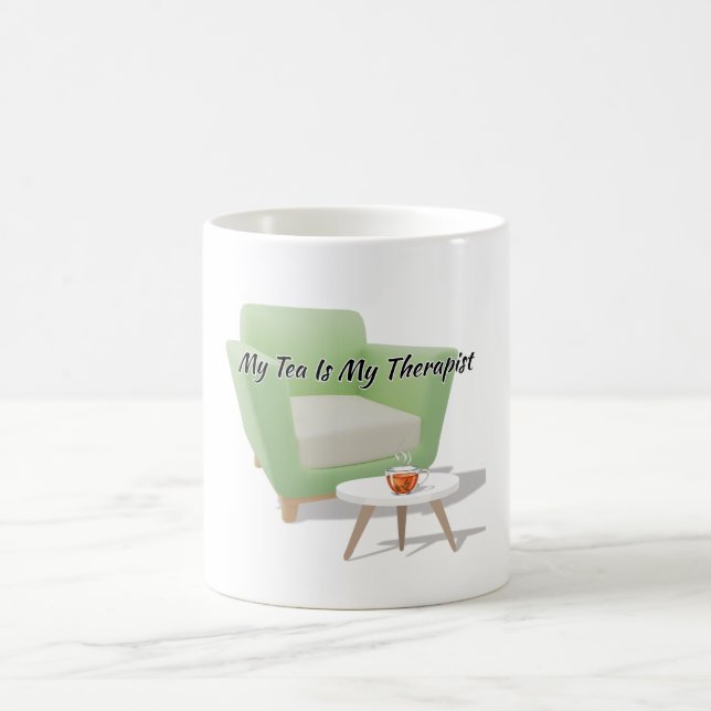 Caneca De Café "My Tea Is My Therapist" Steaming Mug Quote Art (Centro)