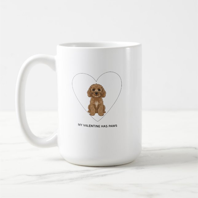 Caneca De Café My Valentine Has Paws Cockapoo Dog Lover (Esquerda)