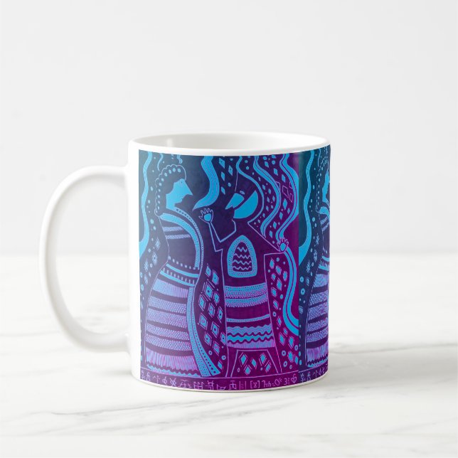 Caneca De Café Mycenaean Grego Inspirou Casal Azul Mug (Esquerda)