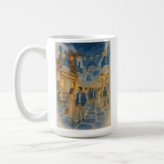 Caneca De Café Mykonos Grécia Watercolor