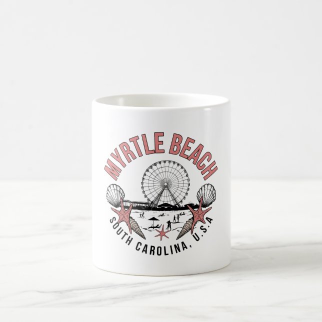 Caneca De Café Myrtle Beach Retro Vignette (Centro)