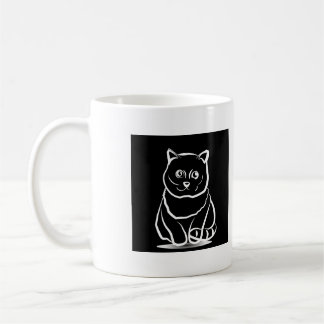 Caneca De Café Mystic Cat Head – Minimalist Feline Line Art T-Shi