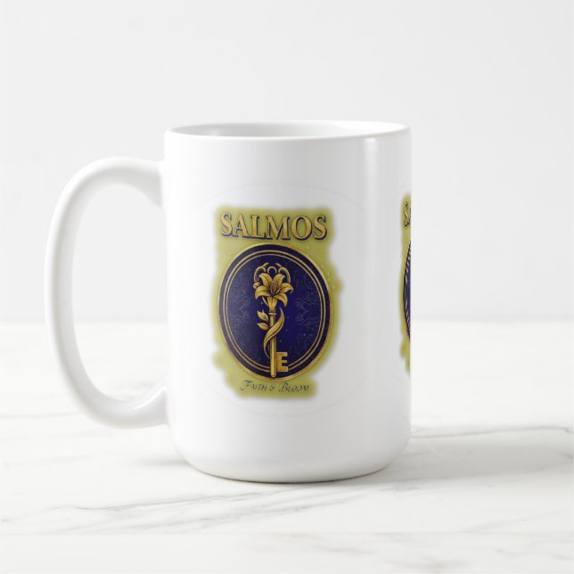 Caneca De Café Mystic Golden Key & Bloom: Elegant Logo Design (Esquerda)