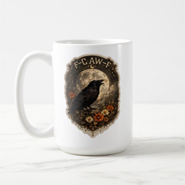 Caneca De Café Mystic Raven Under Moon Dark Celestial Aesthetic (Esquerda)