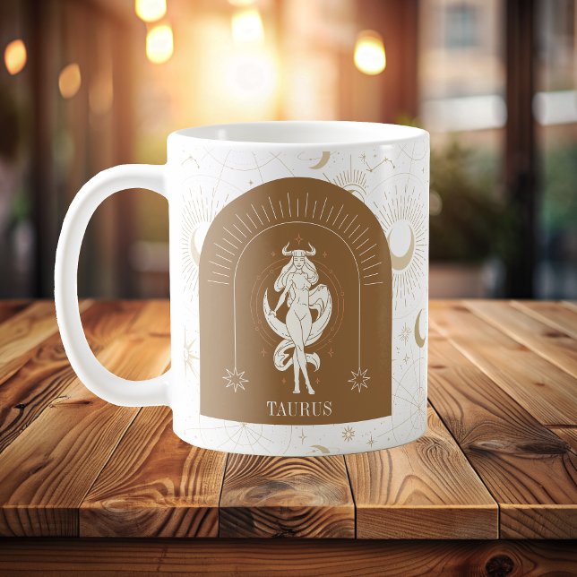 Caneca De Café Mystic Taurus Zodiac Stars Horoscope (Mystic Taurus Zodiac Stars Horoscope Coffee Mug)
