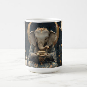 Caneca De Café Mystical Elephant Tea Party Sob Lua Crescente